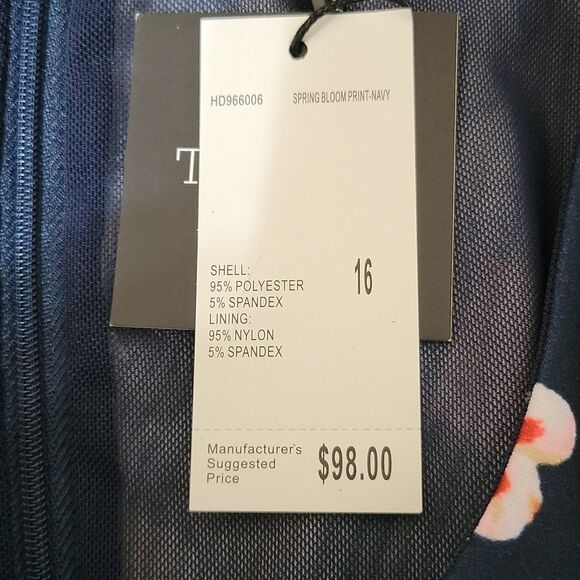 TAHARI Blue Floral Dress 16‎ - Picture 8 of 9